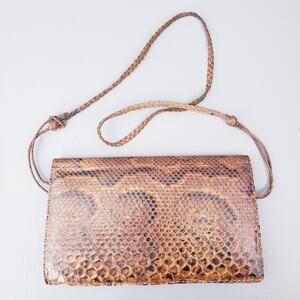 Vintage 70's Womens Snakeskin Python Leather Purse Crossbody Bag